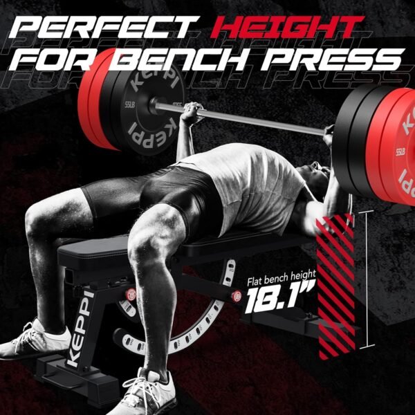 Keppi 1200LB Weight Bench, Heavy Duty Bench1000 PRO Adjustable Workout Bench Press Set for Home Gym Strength Training, Removable Foot Catch for Incline Flat Decline Sit Up Bench for Full Body Fitness - Image 8