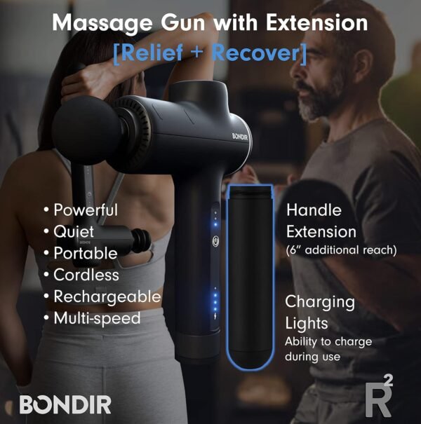 R2 Massage Gun - Percussion Deep Tissue Back Massager with Extension Handle - Image 3