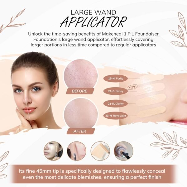 1.P.L Foundaiser Foundation SPF 20 PA++, Korean Foundation, Long-Lasting & Flawless Coverage, For Fair to Light Skin Tones, Dual-Function Foundation, (0.98oz) (19N - Purity) - Image 6