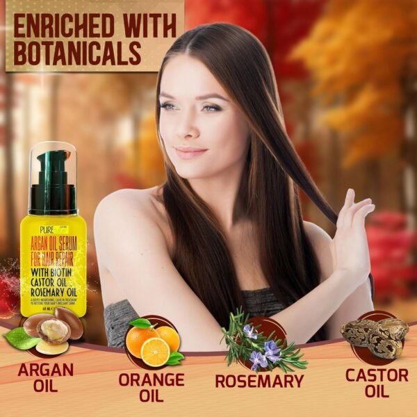 Moroccan Argan Oil Hair Serum - Rescue Frizzy and Damaged Locks - With Heat Protectant and Straightening Properties - Hydrating Anti Frizz Products For Curly and Straight Hair with Split Ends - Image 4