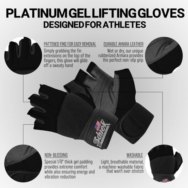 Schiek Sports 530 Platinum Series Weight Lifting Gloves - Black/Gray - Image 5