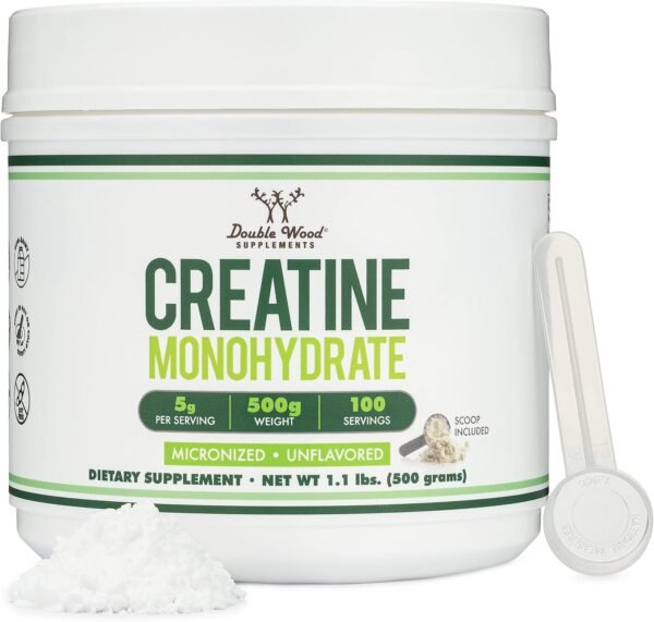 Creatine Monohydrate Powder 1.1lbs (100 Servings of 5 Grams Each - Third Party Tested Micronized Creatine Powder) (with Scoop)(Creatina Monohidratada) by Double Wood - Image 2