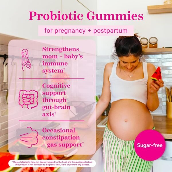 Pink Stork Probiotic Gummies for Prenatal & Postnatal Women - Probiotics for Digestion, Morning Sickness, pH Balance, Gut Health, Immune Support - 60 Sugar-Free Probiotics - 5 Billion CFUs - Image 3