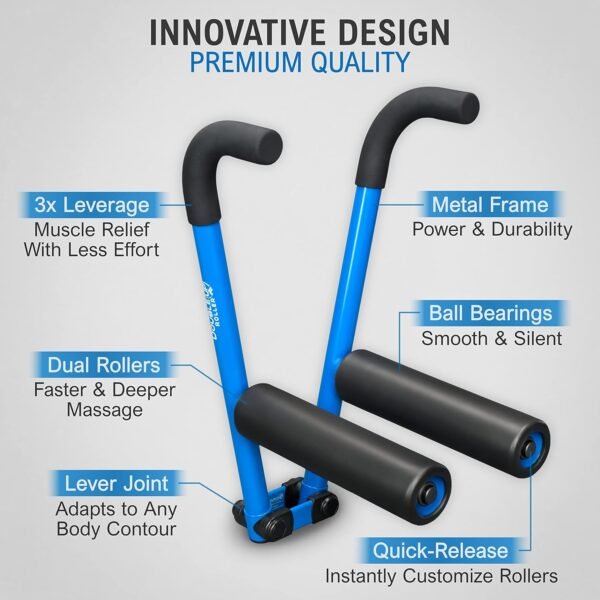 DoubleUP Roller Recovery Kit - Muscle Massager with Lever-Action Pressure Control and Quick-Change Rollers - Image 6