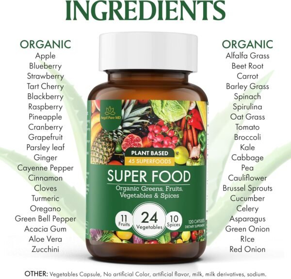 Superfood Greens Fruit and Veggies Supplement - USDA Organic Super Greens & Super Reds Vegetable Supplements for Adults - Cruciferous Vegetables Supplement for Immunity & Gut Health - Image 5