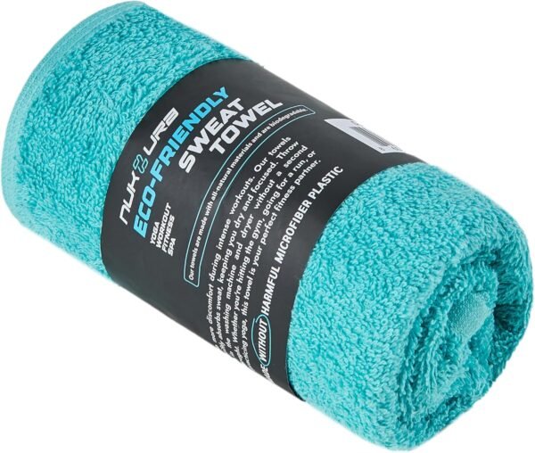 NUKURA Sweat Towel, Extra Soft and Absorbent, 100% Turkish Cotton Towels, 12’’ x 40’’, Running, Neck Towel, Tennis, Camping, 450 GSM, Turquoise - Image 2