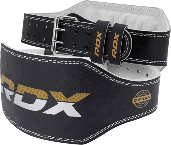RDX Weight Lifting Belt Gym Exercise Workout, 6 inch Leather Padded Lumbar Back Support Men Women, 10 Adjustable Holes, Powerlifting Bodybuilding Deadlift, Squat Fitness Strength Training Equipment - Image 2