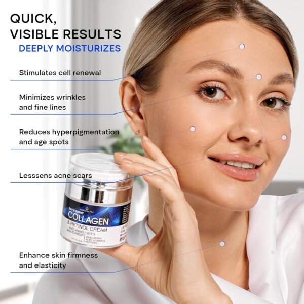 REMEDIAL PAX Collagen Cream for Face with Retinol and Hyaluronic Acid, Day and Night Anti Aging Skincare Facial Moisturizer, Hydrating Face Lotion, Moisturizing Cream to Reduce Wrinkles for Women Men - Image 3