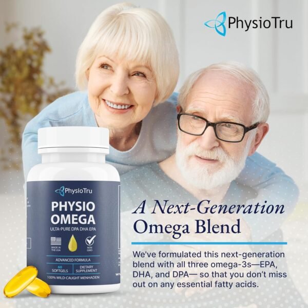 Physio Omega - Omega 3 Supplement - Sustainably Sourced - with DPA, EPA, and DHA - Burpless Fish Oil - 1 Pack - Image 4