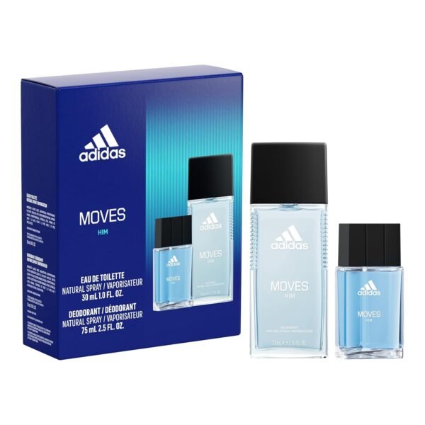 adidas Moves for Him Gift Set 2 Piece Gift Set, Notes of Green Apple, Cedarwood, Musk, Men's Fragrance, Long Lasting, Sporty Fragrance, Travel Size - Image 2
