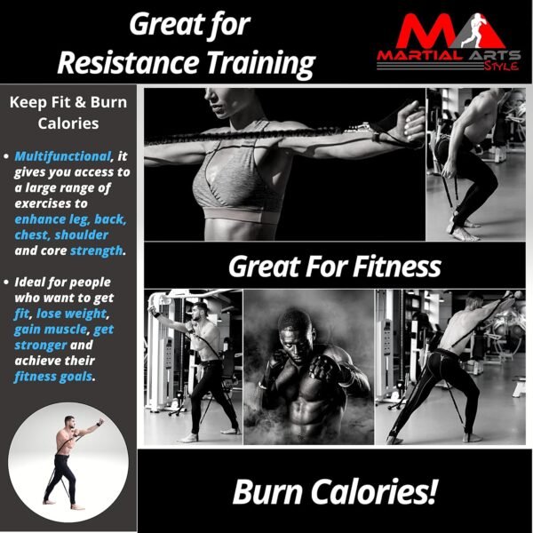 Boxing Resistance Bands for MMA Martial Arts Resistance Training at Home for Punches/Kicks, 150lbs Exercise Bands Full Body Fitness Workout to Enhance Explosive Power/Speed/Agility - Image 9
