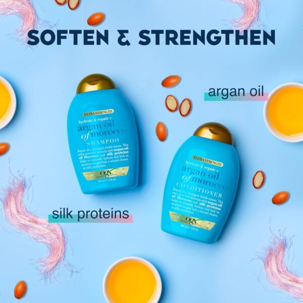 OGX Extra Strength Hydrate & Repair Shampoo with Moroccan Argan Oil - Moisturizes Dry, Damaged Hair - Sulfate-Free, Paraben-Free - 13 fl oz - Image 6