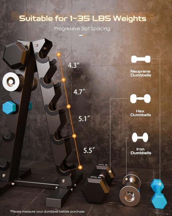Dumbbell Rack Stand Only, Weight Rack for Dumbbells Compact A-Frame Home Gym Space Saver (480/570/800 LBS Weight Capacity, 2024 New Version) - Image 5