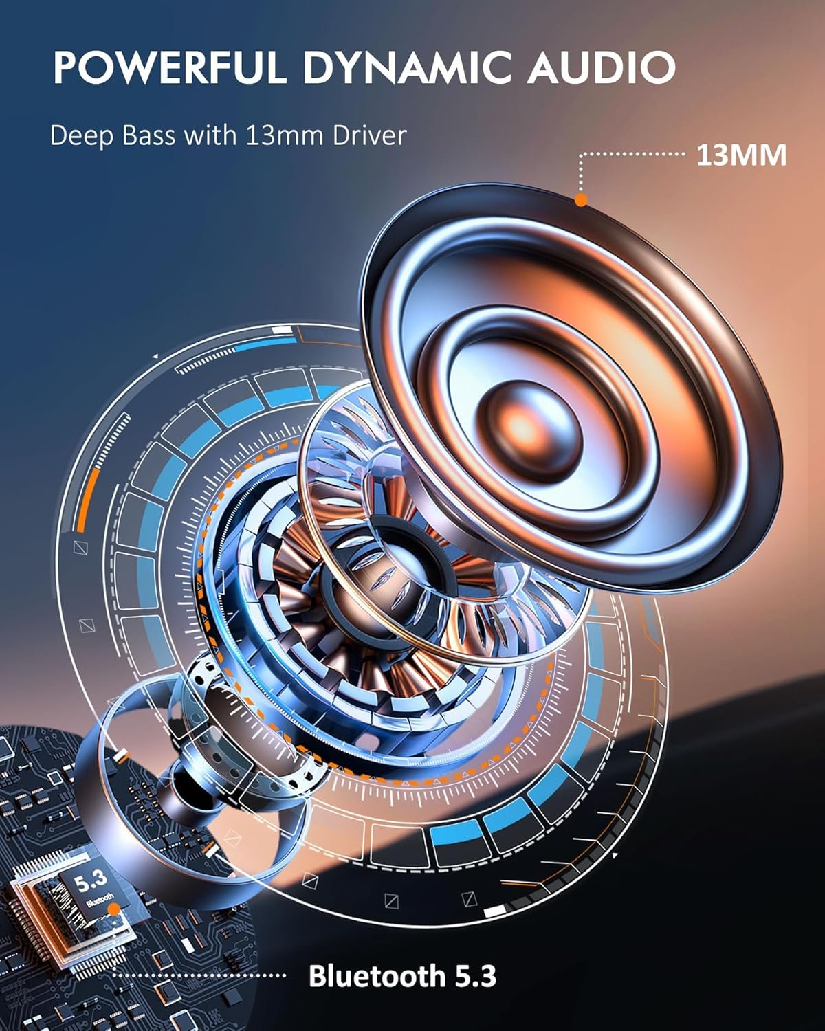 Wireless Bluetooth Earbuds 120H Playtime Bluetooth 5.3 Ear Buds for Sports, Hi-fi Stereo Earphones with LED Display Charging Case, Headphones for Running/Workout Audifonos Bluetooth inalambricos - Image 6