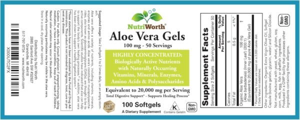 Aloe Vera Supplement (100 Softgels) 20,000mg Pure Gel Equivalency – Made with Organic Aloe Vera - Image 8