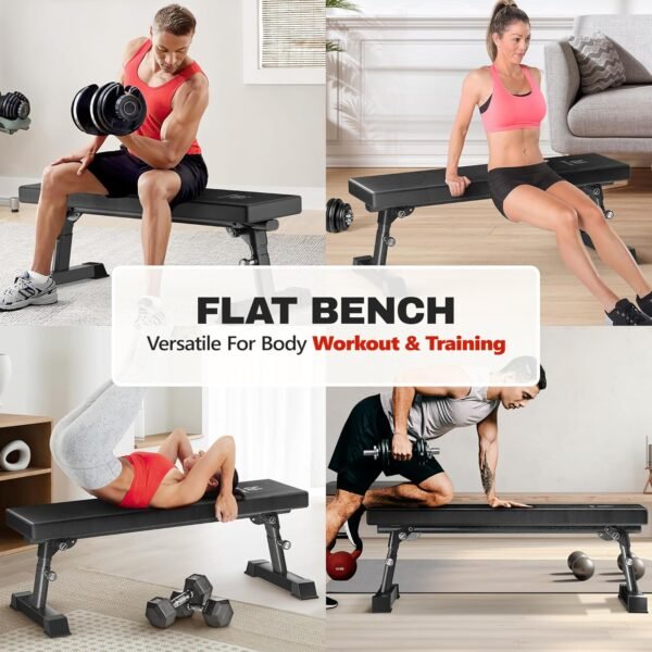 Flat Weight Bench - Heavy Duty Foldable Workout Bench for Home Gym, 1300lb Capacity Adjustable Strength Training Bench Press for Ab and Full Body Exercises, Sturdy and Easy to Fold - Image 7