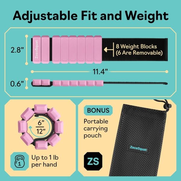 Ankle Weights for Women and Wrist Weights for Women at Home - Arm and Leg Weights, Non-Slip Desig, Set of 2 (1 lb each) - Image 4