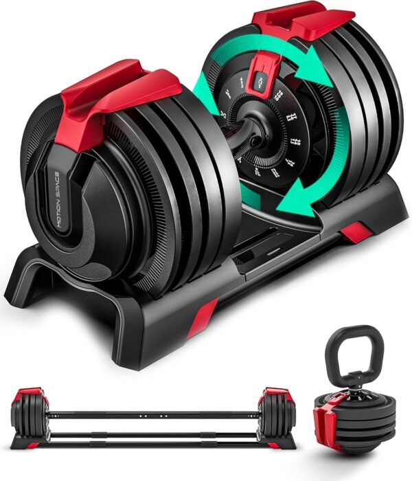Adjustable Dumbbell, 52.5/54LBS with 12 Free Weights, 1-Sec Fast Adjustable, Premium Comfort Non-slip Metal Handle, Compact Size for Full Body Home Workout (Single) - Image 2