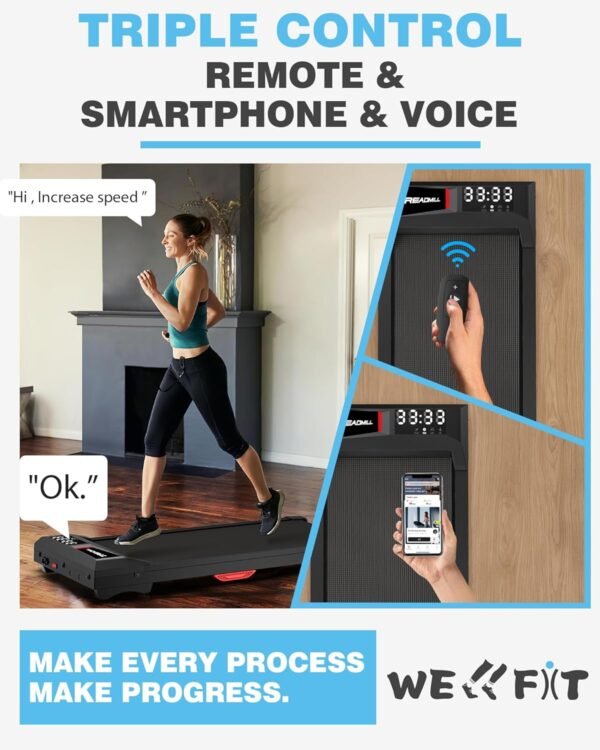 WELLFIT 10% Incline Walking Pad Treadmill,300+ lbs Capacity,2.5HP Quiet Standing Under Desk Walking Jogging Running Machine Work for Apartment Office Home,No Installation - Image 5