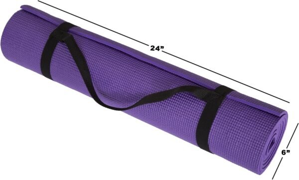 Yoga Mat - Double Sided 1/4-Inch Workout Mat - Exercise Mat for Home Gym Fitness or Pilates with Carrying Strap - Image 7