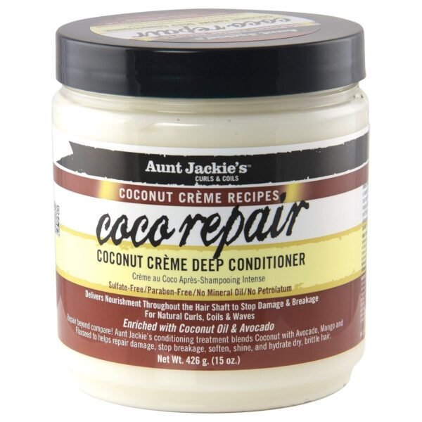 Aunt Jackie's Coconut Crème Recipes Coco Repair Deep Hair Conditioner, Delivers Nourishment, Stops Damage, Breakage for Natural Curls, 15 oz - Image 2