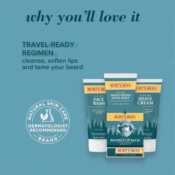 Burt’s Bees Soothing Moisturizer + After Shave with Aloe & Hemp, For Men, 2.5 Ounces - Image 6