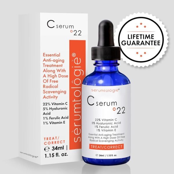 C Serum 22 – Pure Vitamin C Serum for Face with Hyaluronic Acid & Ferulic Acid | Potent Anti-Aging Serum for Dark Spots, Fine Lines and Wrinkles | Brightening Serum - 1.15 Fl Oz - Image 3