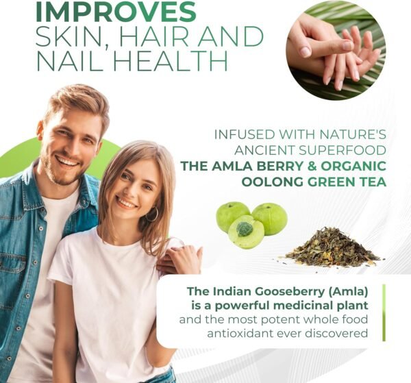 Amla Powder & Green Tea Superfood Supplement, 20x Ultra Concentrated Amla, Antioxidant Support, Made with Oolong Tea and Indian Gooseberries, Organic, Vegan, Classic Flavor, 30 Servings - Image 5