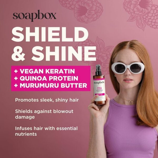 Soapbox Heat Protectant Spray, 8oz - Strengthening Hair Care, 3-in-1 Heat Protection, Shine Boosting, Anti Frizz Hair Spray, Vegan, Silicone Free, Sulfate Free, Color Safe - Image 6