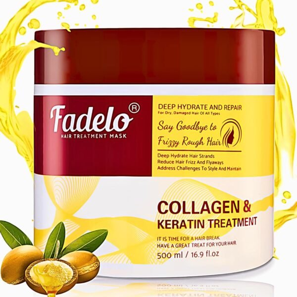 Collagen Hair Mask for Damaged Hair-Deep Nourishing Repair Conditioning Argan Oil Treatment-For Dry, Damaged Textures, Boosts Texture & Resilience 500ml/16.90 oz, Yellow - Image 2