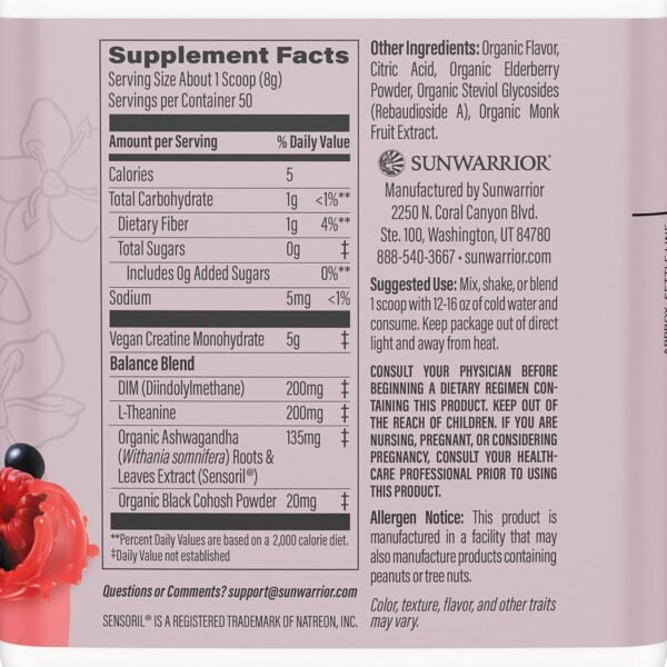 Sunwarrior Creatine for Women Monohydrate Powder Micronized Pre Workout Recovery Supplement Support Muscle Building Strength Training Cognition | Vegan and Easily Mixes 50 Servings, Raspberry Lemonade - Image 3
