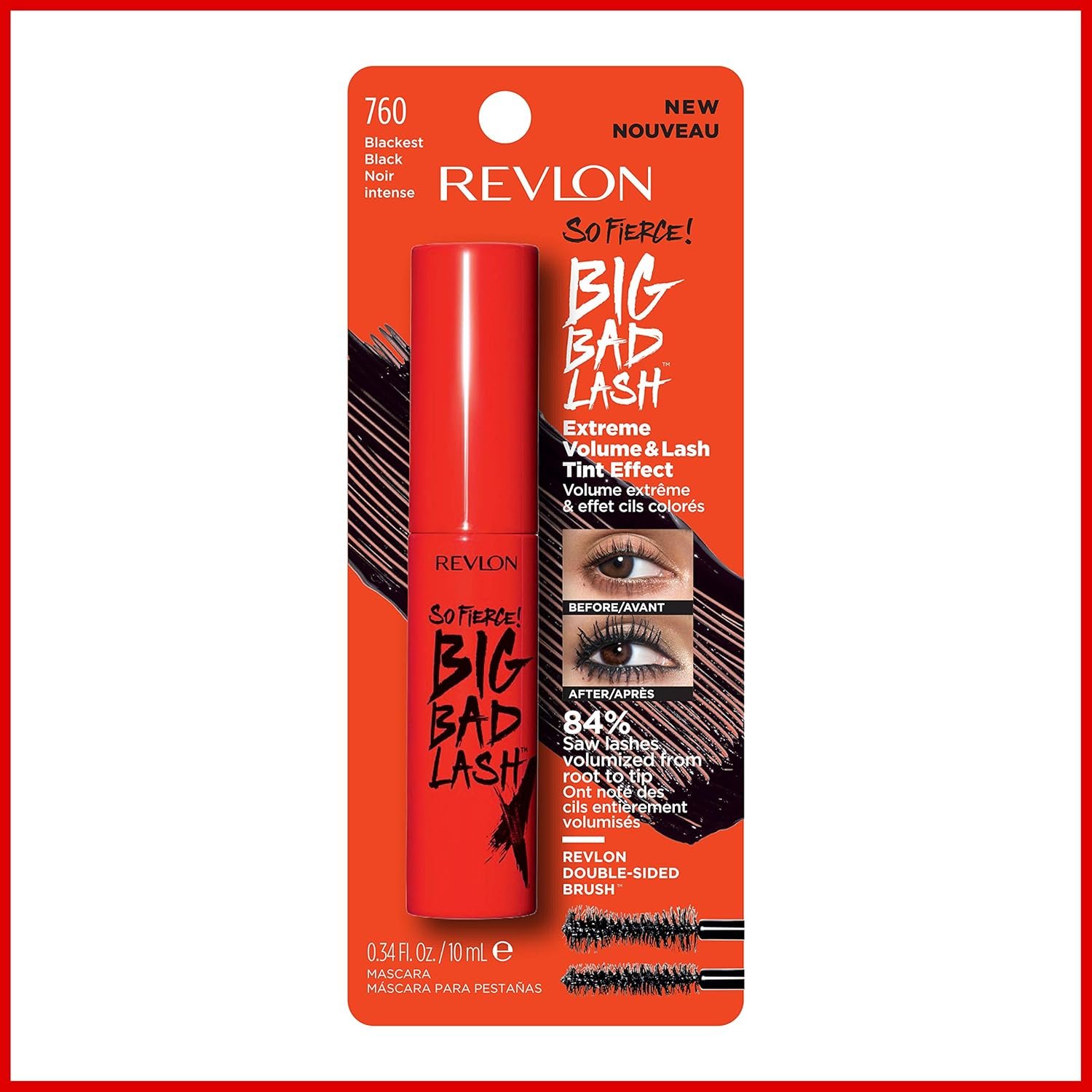 Revlon Mascara, So Fierce Big Bad Lash Eye Makeup, Volumizing, Lasts up to 24 Hours, No Clump, Smudge Proof, Flake Proof, 760 Blackest Black, 0.34 fl. Oz - Image 6