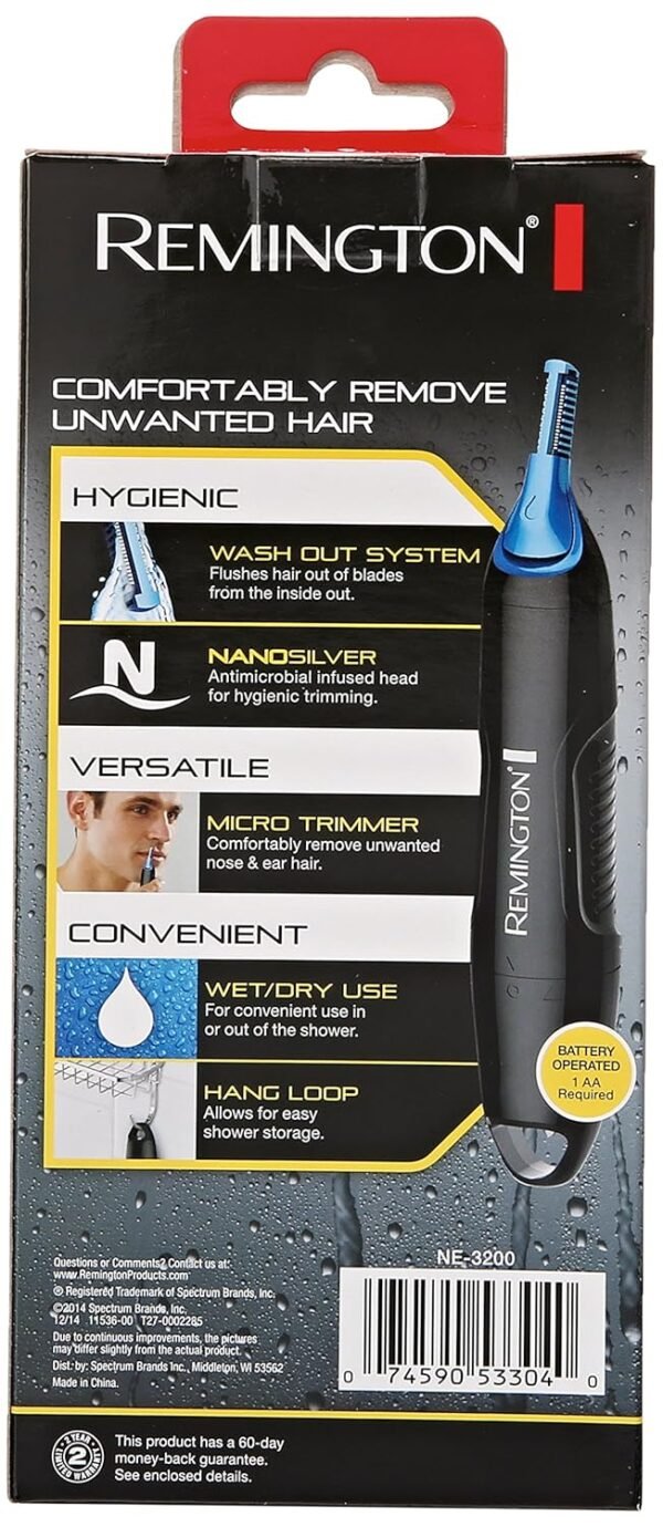 Remington NE3200 Nose and Ear Hair Trimmer with Wash Out System, Black - Image 6