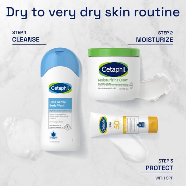 Cetaphil Face & Body Moisturizer, Hydrating Moisturizing Cream for Dry to Very Dry, Sensitive Skin, NEW 3 oz Pack of 3, Fragrance Free, Non-Comedogenic, Non-Greasy - Image 7