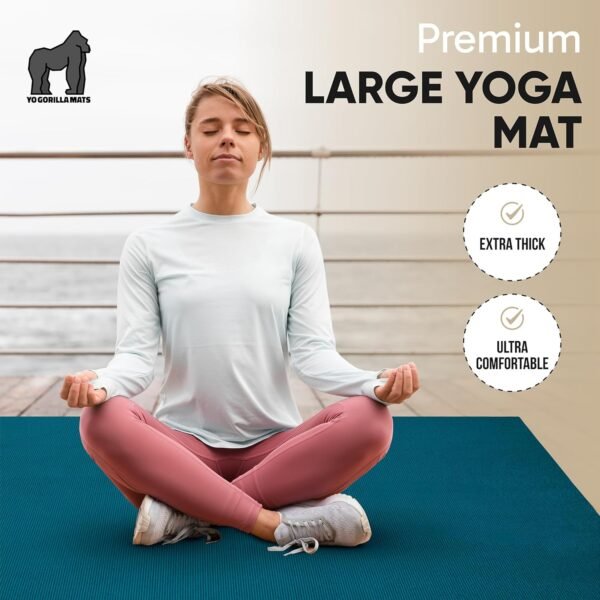 Gorilla Mats Premium Large Yoga Mat – 7' x 5' x 8mm Extra Thick & Ultra Comfortable, Non-Slip Barefoot Exercise Mat – Works Great on Any Floor for Stretching, Cardio or Home Workouts - Image 8