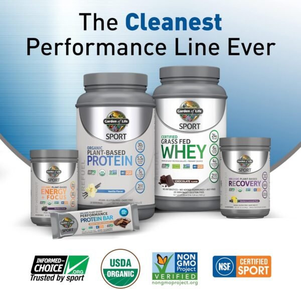 Garden of Life Sport Organic Plant-Based Energy + Focus Vegan Clean Pre Workout Powder, Sugar & Gluten Free BlackBerry Cherry with 85mg Caffeine, Natural NO Booster, B12, 40 Servings, 8.14 Oz - Image 7