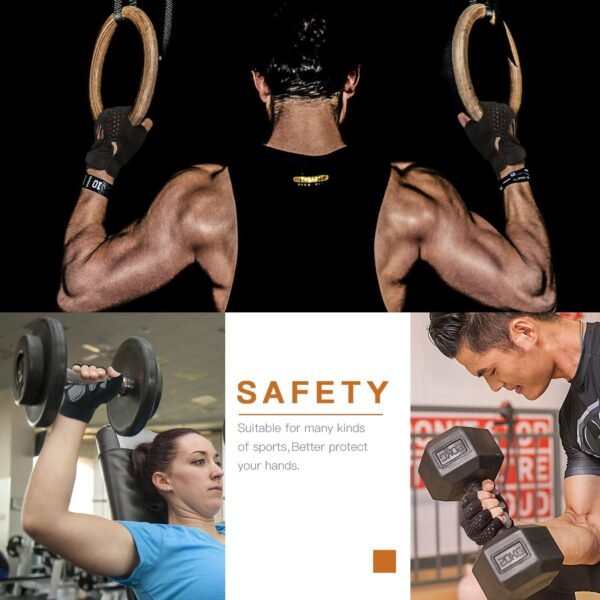 Workout Gloves Weight Lifting Gloves Palm Support Protection for Men Women, Exercise Gloves Sports for Training, Fitness, Gym, Black - Image 7
