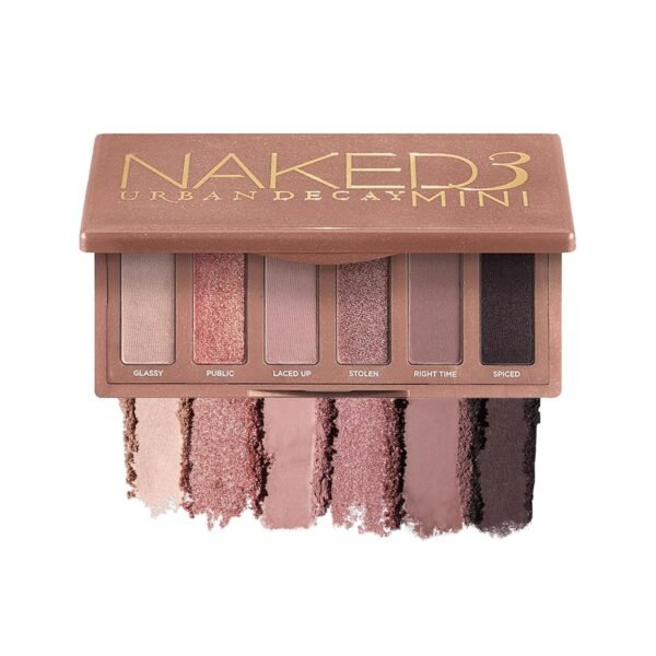 URBAN DECAY Naked 3 Mini Eyeshadow Palette, Soft Pink Neutral Eye Makeup, Matte & Shimmer Finish, 6 Rosy Nude Eye Shadows, Natural Everyday to Smokey Eye, Travel Friendly Size, Vegan, Cruelty-free - Image 2