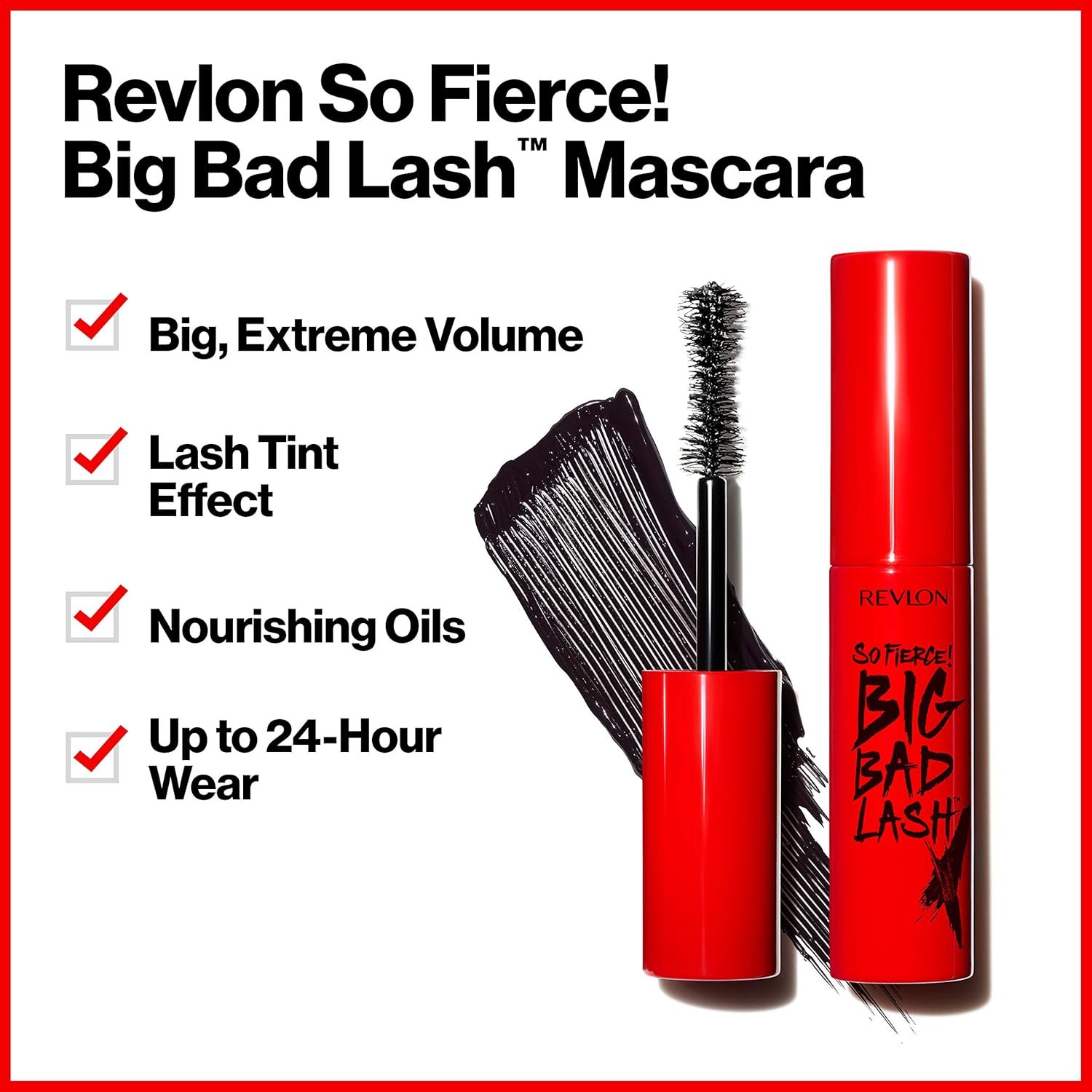 Revlon Mascara, So Fierce Big Bad Lash Eye Makeup, Volumizing, Lasts up to 24 Hours, No Clump, Smudge Proof, Flake Proof, 760 Blackest Black, 0.34 fl. Oz - Image 3