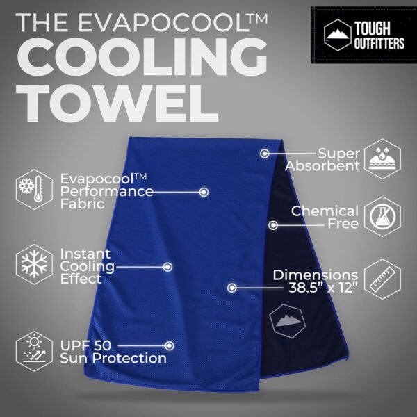 Tough Outdoors Cooling Towels (38.5"x12") - Cooling Towels for Neck & Face, Cooling Neck Wraps - Ice Towel & Sweat Rag for Camping, Gym, Yoga & Sports - Image 5