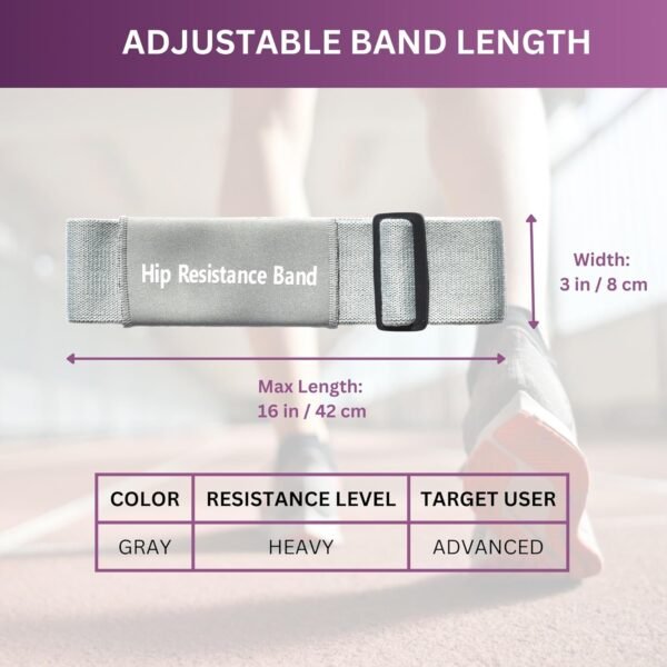 Adjustable Fabric Resistance Bands with Heavy Resistance Levels, Non-Slip Exercise Bands for Men and Women, Perfect Workout Bands for Glutes and Lower Body Training - 1 Pack - Image 3