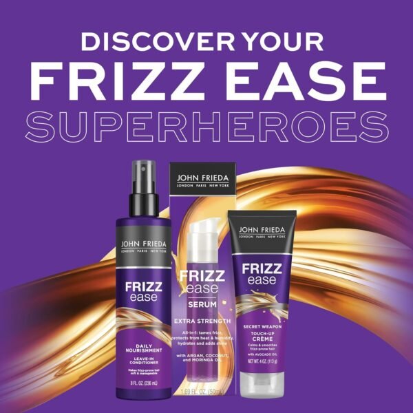 John Frieda Frizz Ease Extra Strength Hair Serum, Nourishing Hair Oil for Frizz Control, Heat Protectant with Argan & Coconut Oils, 1.69 fl oz - Image 9