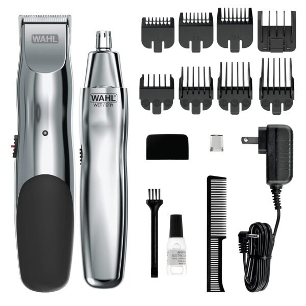 Wahl Groomsman Rechargeable Beard Trimmer kit for Mustaches, Nose Hair, and Light Detailing and Grooming with Bonus Wet/Dry Battery Nose Trimmer – Model 5622v - Image 2