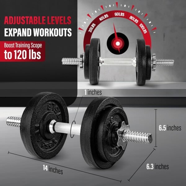 Yes4All Old School Adjustable Dumbbell Set with Weight Plates, Star Lock Collars/Connector, 40lbs to 200lbs Adjustable Weight Plates Set - Image 4