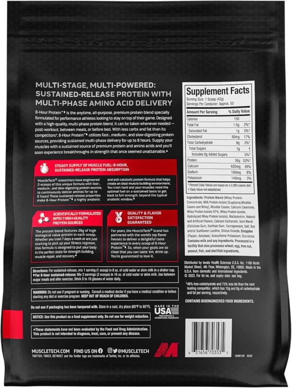 MuscleTech Phase8 Protein Powder | Whey & Casein Protein Powder | Slow Release 8-Hour Protein | Muscle Builder for Men & Women | Protein Powder for Muscle Gain | Vanilla, 4.58lbs - Image 3
