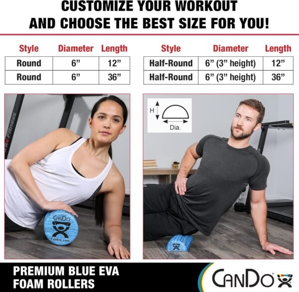 CanDo Blue Marble High Density EVA Foam Roller For Muscle Restoration, Massage Therapy, Sport Recovery, And Physical Therapy. 6" x 36", Half-Round (30-2210) - Image 7