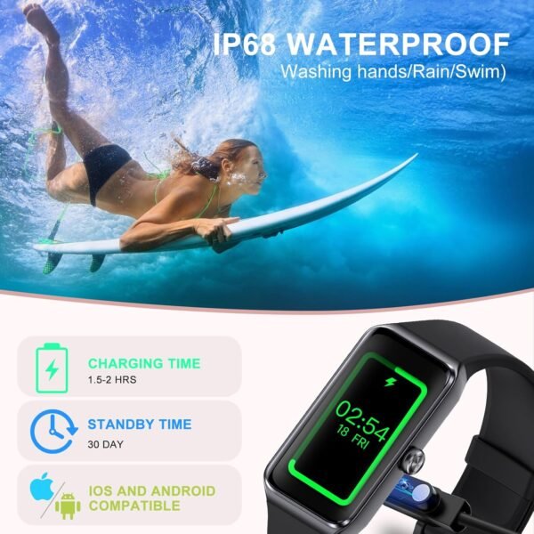 Fitness Tracker, Step Tracker with 24/7 Heart Rate, Sleep Blood Oxygen Blood Pressure, Step Counter, 100+ Sports Modes Smart Watch, Pedometer Health Activity Tracking for Women Men - Image 8