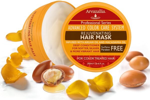 Arvazallia Rejuvenating Hair Mask and Deep Conditioner For Color Treated Hair with Argan Oil and Macadamia Oil Sulfate Free & Paraben Free - Image 4