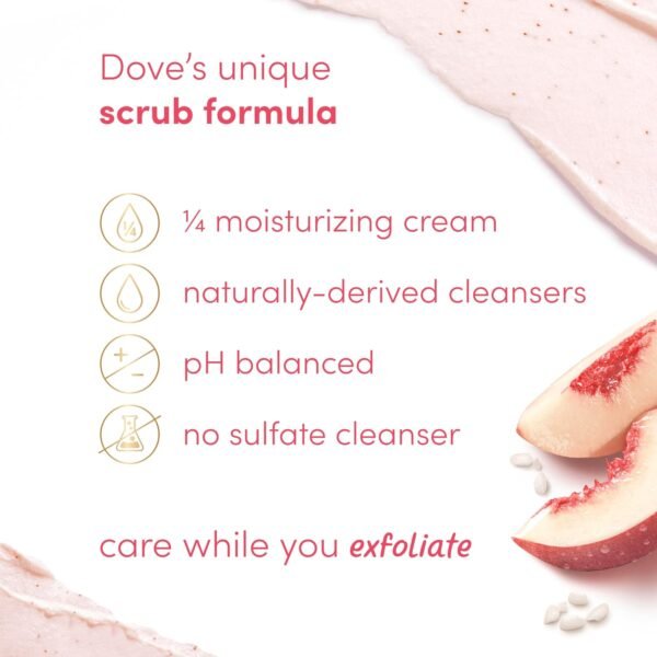 Dove Body Scrub White Peach & Crushed Rice 3 Count for Visibly Silky-Smooth, Nourished Skin, with ¼ Moisturizing Cream, 10.5 oz - Image 5