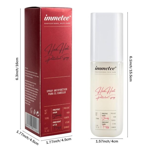 immetee Hair Heat Protectant Spray, Thermal Hair Protection From Heat, Styling Heat Protection Spray for Hair Hydrating and Frizz & Damage Control(150ml/5.07oz) - Image 3